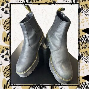 Dr. Martens Black Platform Chelsea Boots Leather US 10 | Chunky Lug Sole Docs